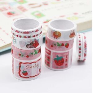 10 Rolls Assorted Strawberry 🍓Print Washi Tape